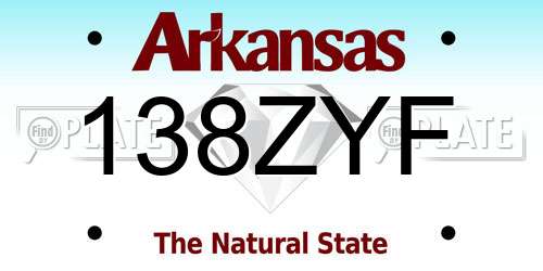 138ZYF Arkansas License Plate