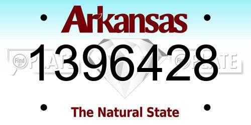 1396428 Arkansas License Plate