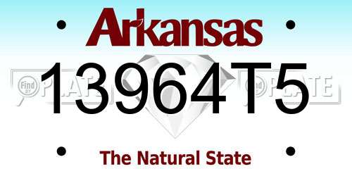 13964T5 Arkansas License Plate