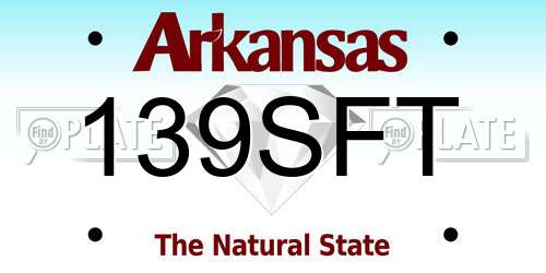 139SFT Arkansas License Plate