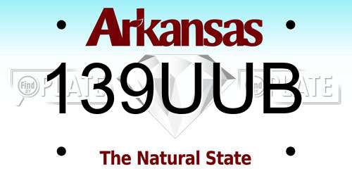 139UUB Arkansas License Plate
