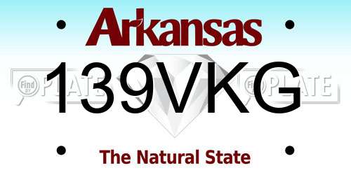 139VKG Arkansas License Plate