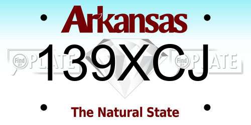 139XCJ Arkansas License Plate