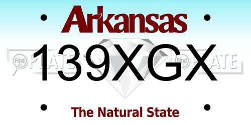 139XGX Arkansas License Plate