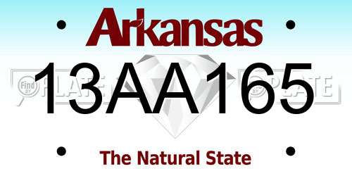 13AA165 Arkansas License Plate