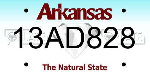 13AD828 Arkansas License Plate
