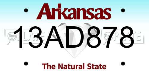 13AD878 Arkansas License Plate