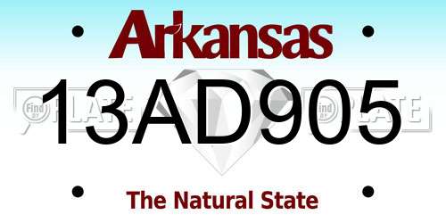 13AD905 Arkansas License Plate