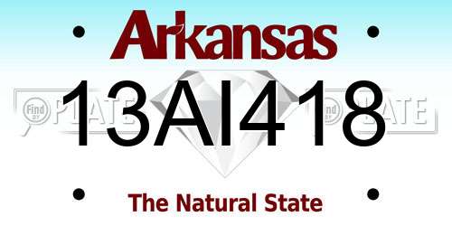 13AI418 Arkansas License Plate