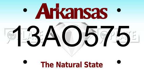 13AO575 Arkansas License Plate