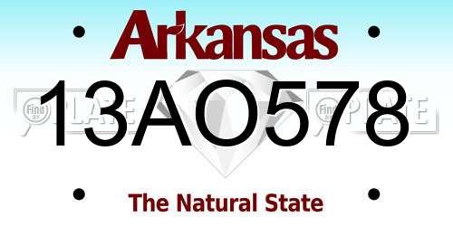 13AO578 Arkansas License Plate