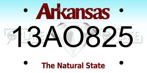 13AO825 Arkansas License Plate