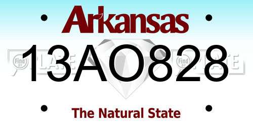 13AO828 Arkansas License Plate