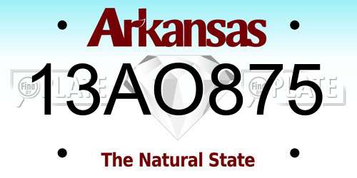 13AO875 Arkansas License Plate