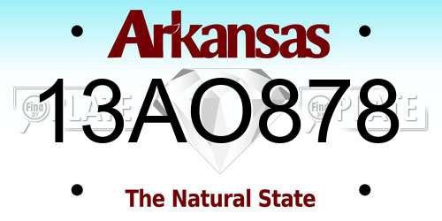 13AO878 Arkansas License Plate