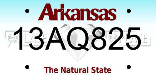 13AQ825 Arkansas License Plate