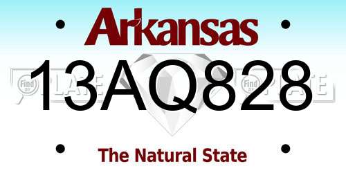 13AQ828 Arkansas License Plate