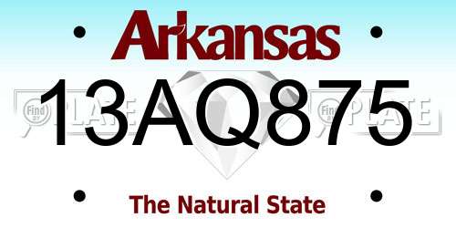 13AQ875 Arkansas License Plate
