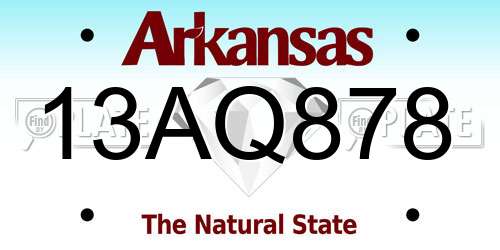 13AQ878 Arkansas License Plate