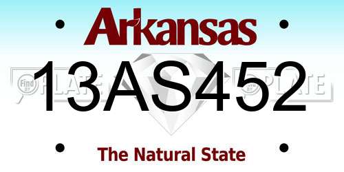 13AS452 Arkansas License Plate