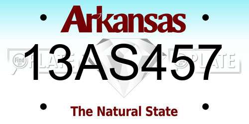 13AS457 Arkansas License Plate