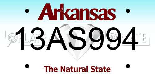 13AS994 Arkansas License Plate
