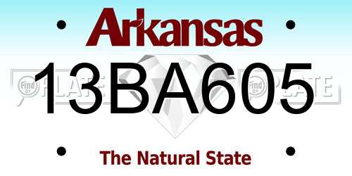13BA605 Arkansas License Plate
