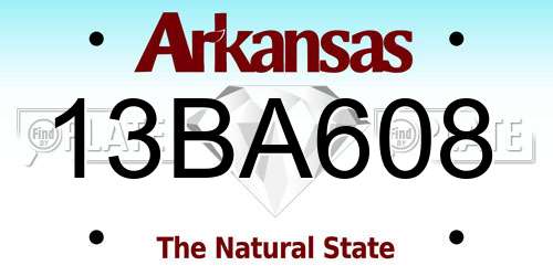 13BA608 Arkansas License Plate