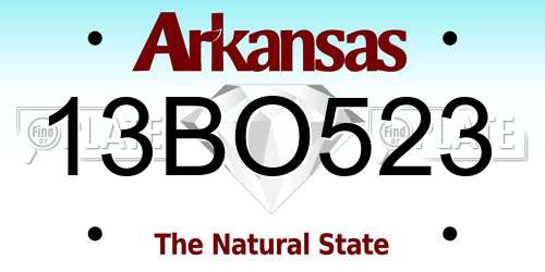 13BO523 Arkansas License Plate