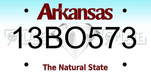 13BO573 Arkansas License Plate