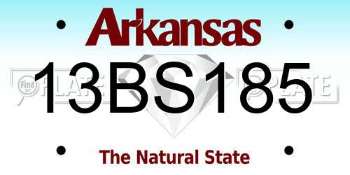 13BS185 Arkansas License Plate