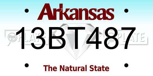 13BT487 Arkansas License Plate