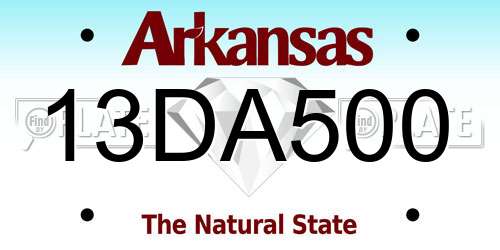 13DA500 Arkansas License Plate