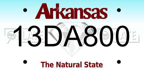 13DA800 Arkansas License Plate