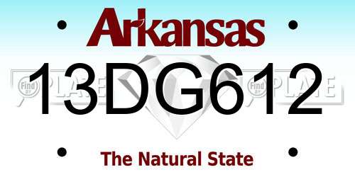 13DG612 Arkansas License Plate