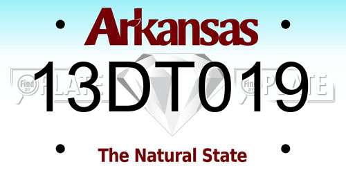 13DT019 Arkansas License Plate