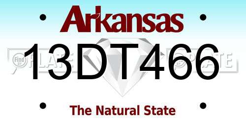 13DT466 Arkansas License Plate