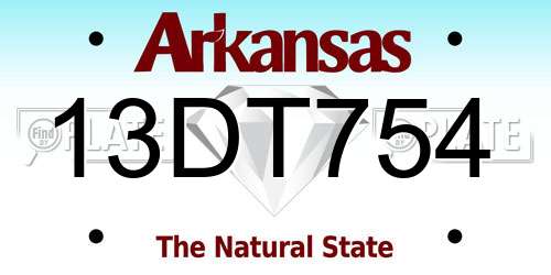 13DT754 Arkansas License Plate