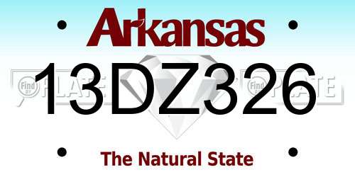 13DZ326 Arkansas License Plate
