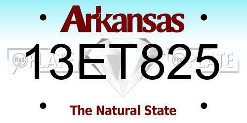 13ET825 Arkansas License Plate