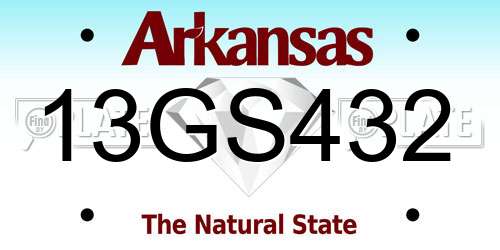 13GS432 Arkansas License Plate