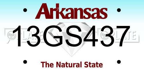 13GS437 Arkansas License Plate