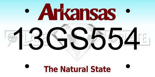 13GS554 Arkansas License Plate