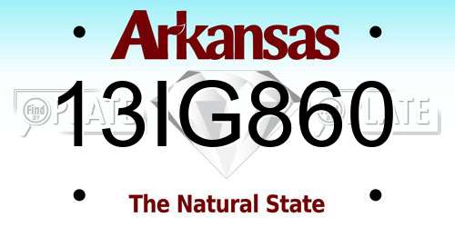 13IG860 Arkansas License Plate