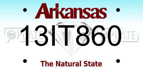 13IT860 Arkansas License Plate
