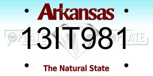 13IT981 Arkansas License Plate