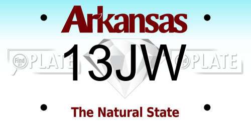 13JW Arkansas License Plate
