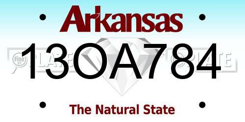 13OA784 Arkansas License Plate