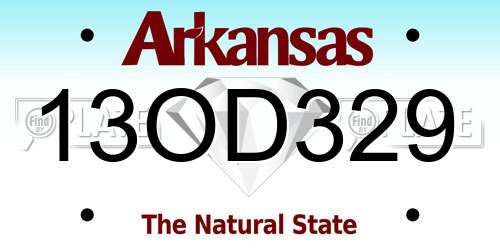 13OD329 Arkansas License Plate