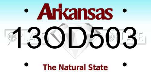 13OD503 Arkansas License Plate